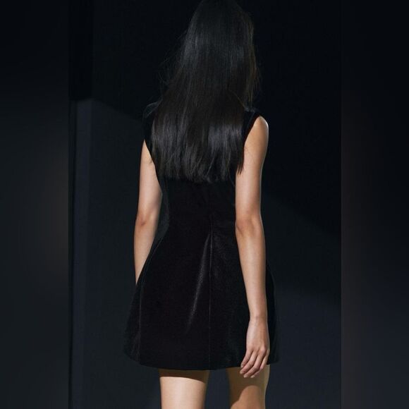 NWT ZARA PEPLUM VELVET DRESS ZW COLLECTION - Picture 5 of 12